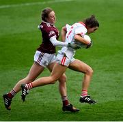6 December 2020; Erika O'Shea of Cork in action against Ailbhe Davoren of Galway during the TG4 All-Ireland Senior Ladies Football Championship Semi-Final match between Cork and Galway at Croke Park in Dublin. Photo by Ramsey Cardy/Sportsfile