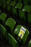 6 December 2020; Assigned seats in the stand prior to the Extra.ie FAI Cup Final match between Shamrock Rovers and Dundalk at the Aviva Stadium in Dublin. Photo by Eóin Noonan/Sportsfile