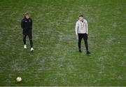 10 December 2020; Greg Sloggett, left, and Brian Gartland of Dundalk inspect the pitch prior to the UEFA Europa League Group B match between Dundalk and Arsenal at the Aviva Stadium in Dublin. Photo by Seb Daly/Sportsfile