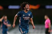 10 December 2020; Mohamed Elneny of Arsenal celebrates after scoring his side's second goal during the UEFA Europa League Group B match between Dundalk and Arsenal at the Aviva Stadium in Dublin. Photo by Michael P Ryan/Sportsfile