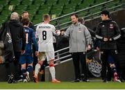 10 December 2020; Arsenal strength & conditioning coach Barry Sloan and John Mountney of Dundalk, both from Mayo, following the UEFA Europa League Group B match between Dundalk and Arsenal at the Aviva Stadium in Dublin. Photo by Stephen McCarthy/Sportsfile