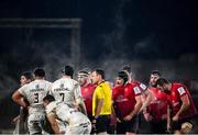 11 December 2020; Players from both sides prepare for a scrum during the Heineken Champions Cup Pool B Round 1 match between Ulster and Toulouse at Kingspan Stadium in Belfast. Photo by Ramsey Cardy/Sportsfile