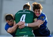 12 December 2020; Cormac Daly of Connacht Eagles is tackled by Marcus Hanan, left, and Alex Soroka of Leinster A during the A Interprovincial Friendly match between Leinster A and Connacht Eagles at Energia Park in Dublin. Photo by Ramsey Cardy/Sportsfile