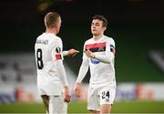 10 December 2020; Jamie Wynne, right, and John Mountney of Dundalk following the UEFA Europa League Group B match between Dundalk and Arsenal at the Aviva Stadium in Dublin. Photo by Stephen McCarthy/Sportsfile