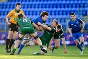 12 December 2020; Martin Moloney of Leinster A is tackled by Cormac Daly, left, and Oisin McCormack of Connacht Eagles during the A Interprovincial Friendly match between Leinster A and Connacht Eagles at Energia Park in Dublin. Photo by Ramsey Cardy/Sportsfile