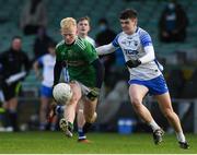 12 December 2020; Darragh Bridgeman of Limerick in action against Fionn Hallahan of Waterford during the Electric Ireland Munster GAA Football Minor Championship Quarter-Final match between Limerick and Waterford at LIT Gaelic Grounds in Limerick. Photo by Matt Browne/Sportsfile