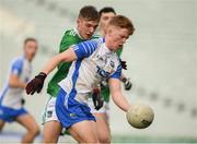 12 December 2020; Rian Hayes of Waterford in action against Michael O'Mahony of Limerick during the Electric Ireland Munster GAA Football Minor Championship Quarter-Final match between Limerick and Waterford at LIT Gaelic Grounds in Limerick. Photo by Matt Browne/Sportsfile