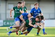 12 December 2020; Oran McNulty of Connacht Eagles is tackled by Andrew Smith, left, and Max O'Reilly of Leinster A during the A Interprovincial Friendly match between Leinster A and Connacht Eagles at Energia Park in Dublin. Photo by Ramsey Cardy/Sportsfile