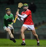12 December 2020; Brian Rache of Cork in action against Ben Herlihy of Limerick during the Bord Gáis Energy Munster GAA Hurling U20 Championship Semi-Final match between Limerick and Cork at LIT Gaelic Grounds in Limerick. Photo by Matt Browne/Sportsfile