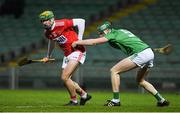 12 December 2020; Brian Rache of Cork in action against Mark Quinlan of Limerick during the Bord Gáis Energy Munster GAA Hurling U20 Championship Semi-Final match between Limerick and Cork at LIT Gaelic Grounds in Limerick. Photo by Matt Browne/Sportsfile
