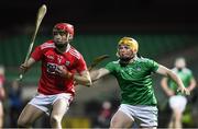 12 December 2020; Alan Connolly of Cork in action against Brian O'Grady of Limerick during the Bord Gáis Energy Munster GAA Hurling U20 Championship Semi-Final match between Limerick and Cork at LIT Gaelic Grounds in Limerick. Photo by Matt Browne/Sportsfile