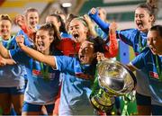 12 December 2020; Peamount United's Tiegan Ruddy and team-mates celebrate following the FAI Women's Senior Cup Final match between Cork City and Peamount United at Tallaght Stadium in Dublin. Photo by Stephen McCarthy/Sportsfile