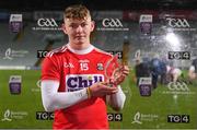 12 December 2020; Shane Barrett of Cork receives the Man of the Match Award following the Bord Gáis Energy Munster GAA Hurling U20 Championship Semi-Final match between Limerick and Cork at LIT Gaelic Grounds in Limerick. Photo by Matt Browne/Sportsfile