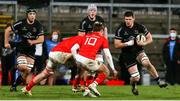 12 December 2020; Nick Timoney of Ulster A is tackled by Jake Flannery of Munster A during the A Interprovincial Friendly between Ulster A and Munster A at Kingspan Stadium, Ravenhill Park, Belfast, Northern Ireland. Photo by John Dickson/Sportsfile