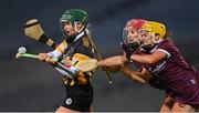 12 December 2020; Michelle Teehan of Kilkenny in action against Orlaith McGrath, and Siobhán McGrath, right, of Galway during the Liberty Insurance All-Ireland Senior Camogie Championship Final match between Galway and Kilkenny at Croke Park in Dublin. Photo by Piaras Ó Mídheach/Sportsfile