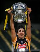 12 December 2020; Kilkenny captain Lucinda Gahan lifts the O'Duffy Cup after the Liberty Insurance All-Ireland Senior Camogie Championship Final match between Galway and Kilkenny at Croke Park in Dublin. Photo by Piaras Ó Mídheach/Sportsfile