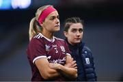 12 December 2020; Galway captain Sarah Dervan listens to the victory speech of Kilkenny captain Lucinda Gahan after the Liberty Insurance All-Ireland Senior Camogie Championship Final match between Galway and Kilkenny at Croke Park in Dublin. Photo by Piaras Ó Mídheach/Sportsfile