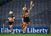 12 December 2020; Meighan Farrell of Kilkenny throws her hurl in the air in celebration at the final whistle after the Liberty Insurance All-Ireland Senior Camogie Championship Final match between Galway and Kilkenny at Croke Park in Dublin. Photo by Piaras Ó Mídheach/Sportsfile