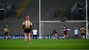 12 December 2020; Galway goalkeeper Sarah Healy fails to save the penalty from Denise Gaule of Kilkenny during the Liberty Insurance All-Ireland Senior Camogie Championship Final match between Galway and Kilkenny at Croke Park in Dublin. Photo by David Fitzgerald/Sportsfile
