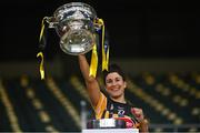 12 December 2020; Kilkenny captain Lucinda Gahan lifts the O'Duffy Cup after the Liberty Insurance All-Ireland Senior Camogie Championship Final match between Galway and Kilkenny at Croke Park in Dublin. Photo by Piaras Ó Mídheach/Sportsfile