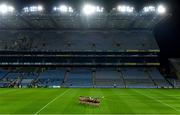 12 December 2020; Kilkenny players stand for Amhrán na bhFiann before the Liberty Insurance All-Ireland Senior Camogie Championship Final match between Galway and Kilkenny at Croke Park in Dublin. Photo by Piaras Ó Mídheach/Sportsfile