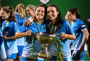 12 December 2020; Tiegan Ruddy, left, and Niamh Farrelly of Peamount United celebrate following the FAI Women's Senior Cup Final match between Cork City and Peamount United at Tallaght Stadium in Dublin. Photo by Stephen McCarthy/Sportsfile