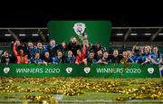 12 December 2020; Peamount United players, including goalkeeper Niamh Reid-Burke holding the cup, celebrate following the FAI Women's Senior Cup Final match between Cork City and Peamount United at Tallaght Stadium in Dublin. Photo by Stephen McCarthy/Sportsfile