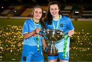 12 December 2020; Alannah McEvoy, left, and Della Doherty of Peamount United celebrate following the FAI Women's Senior Cup Final match between Cork City and Peamount United at Tallaght Stadium in Dublin. Photo by Stephen McCarthy/Sportsfile