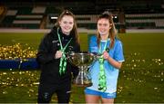 12 December 2020; Jade Reddy, left, and Lauren Kealy of Peamount United celebrate following the FAI Women's Senior Cup Final match between Cork City and Peamount United at Tallaght Stadium in Dublin. Photo by Stephen McCarthy/Sportsfile
