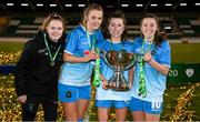 12 December 2020; Peamount United players, from left, Jade Reddy, Chloe Moloney, Sadhbh Doyle and Eleanor Ryan-Doyle celebrate following the FAI Women's Senior Cup Final match between Cork City and Peamount United at Tallaght Stadium in Dublin. Photo by Stephen McCarthy/Sportsfile