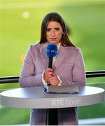 12 December 2020; RTÉ pundit Chloe Mustaki prior to the FAI Women's Senior Cup Final match between Cork City and Peamount United at Tallaght Stadium in Dublin. Photo by Eóin Noonan/Sportsfile