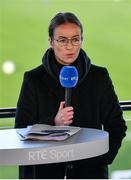12 December 2020; RTÉ pundit Pearl Slattery prior to the FAI Women's Senior Cup Final match between Cork City and Peamount United at Tallaght Stadium in Dublin. Photo by Eóin Noonan/Sportsfile