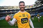 13 December 2020; Neil McManus of Antrim celebrates following the Joe McDonagh Cup Final match between Kerry and Antrim at Croke Park in Dublin. Photo by David Fitzgerald/Sportsfile