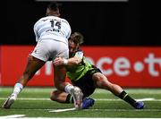 13 December 2020; Teddy Thomas of Racing 92 is tackled by John Porch of Connacht during the Heineken Champions Cup Pool B Round 1 match between Racing 92 and Connacht at La Defense Arena in Paris, France. Photo by Harry Murphy/Sportsfile