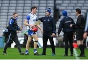 13 December 2020; Tadhg De Búrca of Waterford with Waterford manager Liam Cahill, centre, as he leaves the pitch with an injury during the GAA Hurling All-Ireland Senior Championship Final match between Limerick and Waterford at Croke Park in Dublin. Photo by Stephen McCarthy/Sportsfile