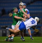 13 December 2020; Jack Fagan of Waterford in action against Seán Finn, left, and Kyle Hayes of Limerick during the GAA Hurling All-Ireland Senior Championship Final match between Limerick and Waterford at Croke Park in Dublin. Photo by Ray McManus/Sportsfile
