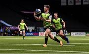 13 December 2020; Matt Healy of Connacht on his way to scoring his side's first try during the Heineken Champions Cup Pool B Round 1 match between Racing 92 and Connacht at La Defense Arena in Paris, France. Photo by Harry Murphy/Sportsfile
