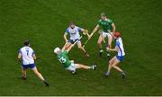 13 December 2020; Aaron Gillane of Limerick in action against Waterford players, left to right, Kevin Moran, Jamie Barron, and Calum Lyons during the GAA Hurling All-Ireland Senior Championship Final match between Limerick and Waterford at Croke Park in Dublin. Photo by Daire Brennan/Sportsfile