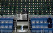 13 December 2020; Uachtarán Chumann Lúthchleas Gael John Horan sits in the Ard Comhairle Box during the GAA Hurling All-Ireland Senior Championship Final match between Limerick and Waterford at Croke Park in Dublin. Photo by Brendan Moran/Sportsfile