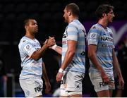 13 December 2020; Kurtley Beale and Dominic Bird of Racing 92 embrace following the Heineken Champions Cup Pool B Round 1 match between Racing 92 and Connacht at La Defense Arena in Paris, France. Photo by Harry Murphy/Sportsfile
