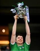 13 December 2020; Limerick captain Declan Hannon lifts the Liam MacCarthy Cup following the GAA Hurling All-Ireland Senior Championship Final match between Limerick and Waterford at Croke Park in Dublin. Photo by Ramsey Cardy/Sportsfile