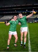 13 December 2020; Darragh O'Donovan, left, and Kyle Hayes of Limerick celebrate following the GAA Hurling All-Ireland Senior Championship Final match between Limerick and Waterford at Croke Park in Dublin. Photo by David Fitzgerald/Sportsfile