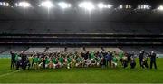 13 December 2020; The Limerick team celebrate with the Liam MacCarthy Cup after the GAA Hurling All-Ireland Senior Championship Final match between Limerick and Waterford at Croke Park in Dublin. Photo by Brendan Moran/Sportsfile