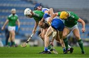13 December 2020; Aaron Gillane, left, and Séamus Flanagan of Limerick in action against Shane McNulty, front, and Conor Prunty of Waterford during the GAA Hurling All-Ireland Senior Championship Final match between Limerick and Waterford at Croke Park in Dublin. Photo by Piaras Ó Mídheach/Sportsfile
