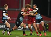 13 December 2020; Rhys Marshall of Munster in action against Wilco Louw, left, and Nathan Earle of Harlequins during the Heineken Champions Cup Pool B Round 1 match between Munster and Harlequins at Thomond Park in Limerick. Photo by Sam Barnes/Sportsfile