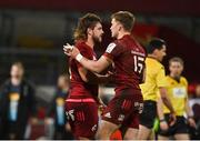 13 December 2020; Rhys Marshall, left, and Rhys Marshall of Munster celebrate following the Heineken Champions Cup Pool B Round 1 match between Munster and Harlequins at Thomond Park in Limerick. Photo by Sam Barnes/Sportsfile