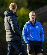 14 December 2020; Senior coach Stuart Lancaster, right, and head coach Leo Cullen during Leinster Rugby squad training at UCD in Dublin. Photo by Ramsey Cardy/Sportsfile