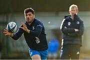 14 December 2020; Jimmy O'Brien, watched by head coach Leo Cullen during Leinster Rugby squad training at UCD in Dublin. Photo by Ramsey Cardy/Sportsfile