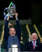13 December 2020; Tom Condon of Limerick lifts the Liam MacCarthy Cup following the GAA Hurling All-Ireland Senior Championship Final match between Limerick and Waterford at Croke Park in Dublin. Photo by Stephen McCarthy/Sportsfile