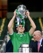 13 December 2020; Aaron Costello of Limerick lifts the Liam MacCarthy Cup following the GAA Hurling All-Ireland Senior Championship Final match between Limerick and Waterford at Croke Park in Dublin. Photo by Stephen McCarthy/Sportsfile
